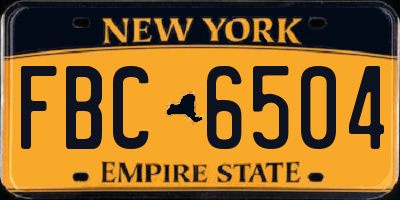 NY license plate FBC6504