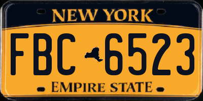 NY license plate FBC6523