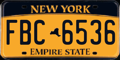 NY license plate FBC6536