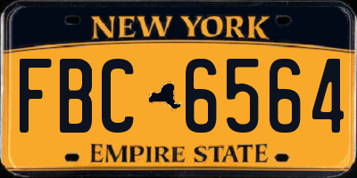 NY license plate FBC6564