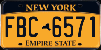 NY license plate FBC6571