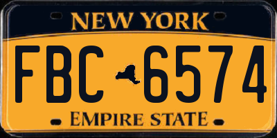 NY license plate FBC6574
