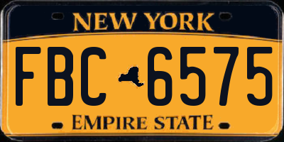 NY license plate FBC6575