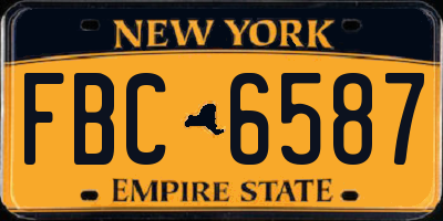 NY license plate FBC6587