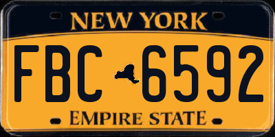 NY license plate FBC6592