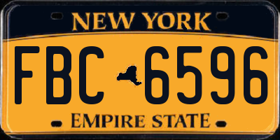 NY license plate FBC6596
