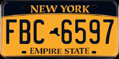 NY license plate FBC6597