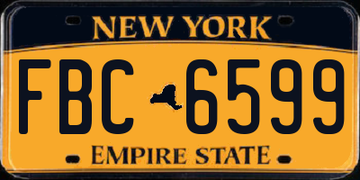 NY license plate FBC6599