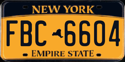 NY license plate FBC6604