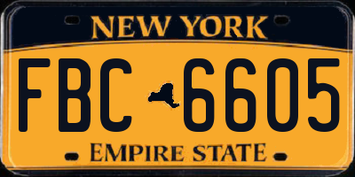NY license plate FBC6605