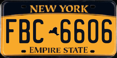 NY license plate FBC6606