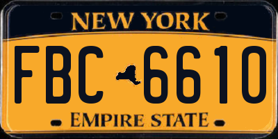 NY license plate FBC6610