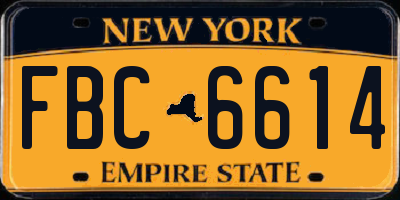 NY license plate FBC6614