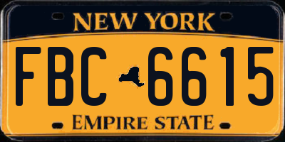 NY license plate FBC6615