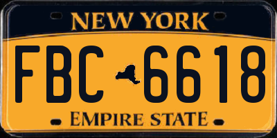 NY license plate FBC6618