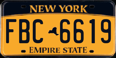 NY license plate FBC6619