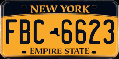 NY license plate FBC6623