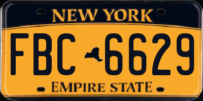 NY license plate FBC6629
