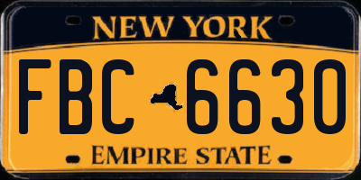 NY license plate FBC6630