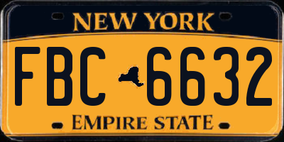 NY license plate FBC6632