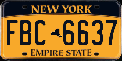 NY license plate FBC6637