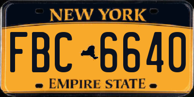 NY license plate FBC6640