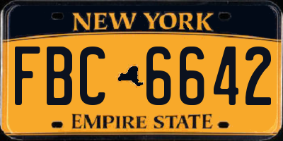 NY license plate FBC6642