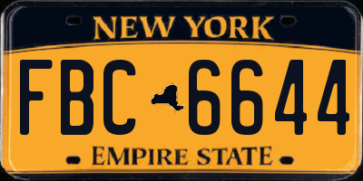 NY license plate FBC6644
