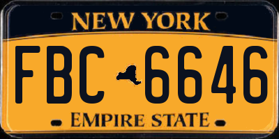 NY license plate FBC6646