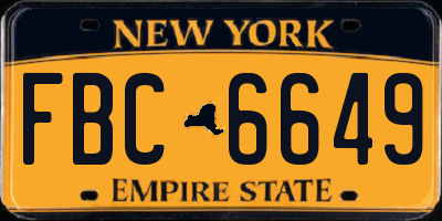 NY license plate FBC6649