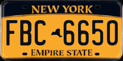 NY license plate FBC6650