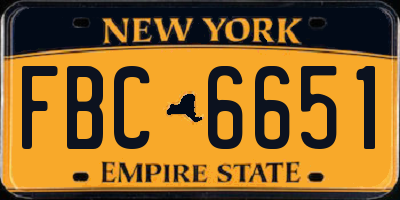 NY license plate FBC6651