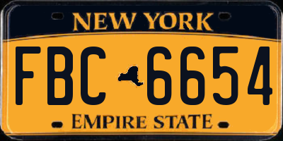 NY license plate FBC6654