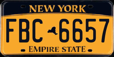 NY license plate FBC6657