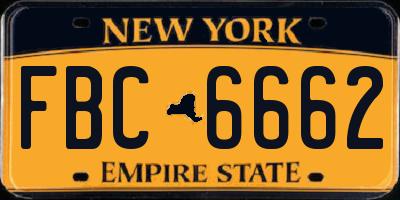 NY license plate FBC6662