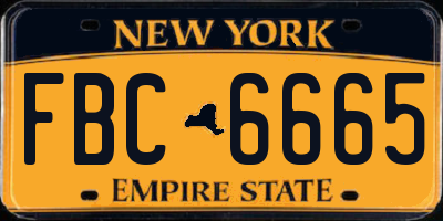 NY license plate FBC6665