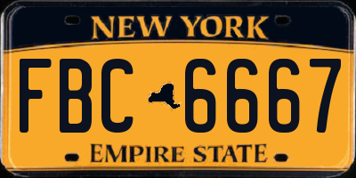 NY license plate FBC6667