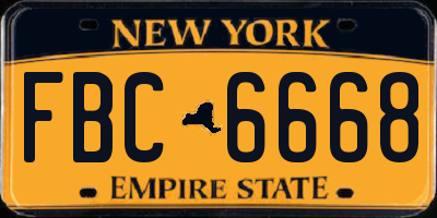 NY license plate FBC6668