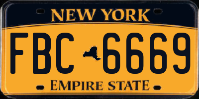 NY license plate FBC6669