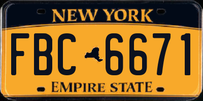NY license plate FBC6671