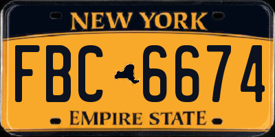 NY license plate FBC6674