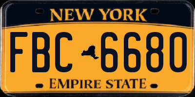 NY license plate FBC6680