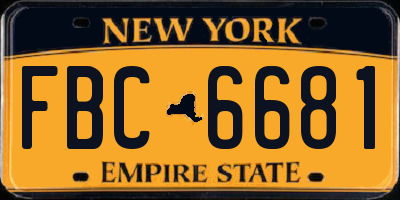 NY license plate FBC6681