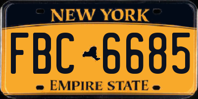 NY license plate FBC6685