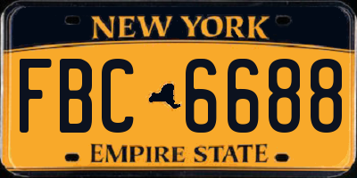 NY license plate FBC6688