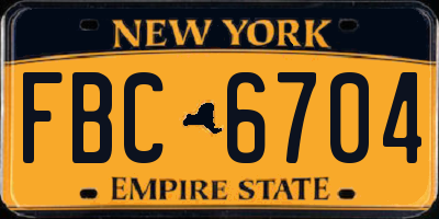 NY license plate FBC6704