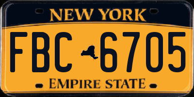 NY license plate FBC6705