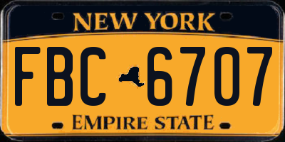 NY license plate FBC6707