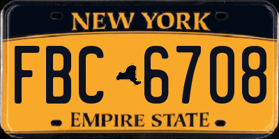 NY license plate FBC6708