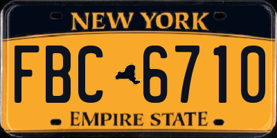 NY license plate FBC6710